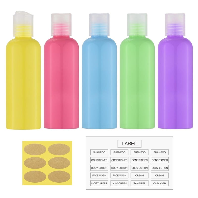 owlyee Travel Bottles for Toiletries 3.4 oz - Travel Size Containers for Shampoo Plastic - Small Empty Lotion Squeeze Bottle for Liquid TSA Approved - Leak Proof Mini Conditioner Refillable 5Color 100ml - Image 1